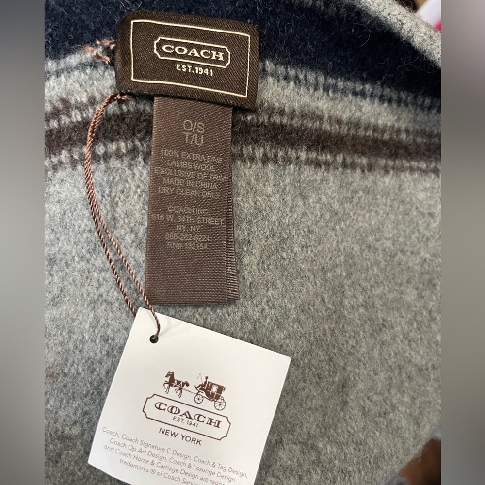 NWT Men’s Coach Lambs Wool Scarf